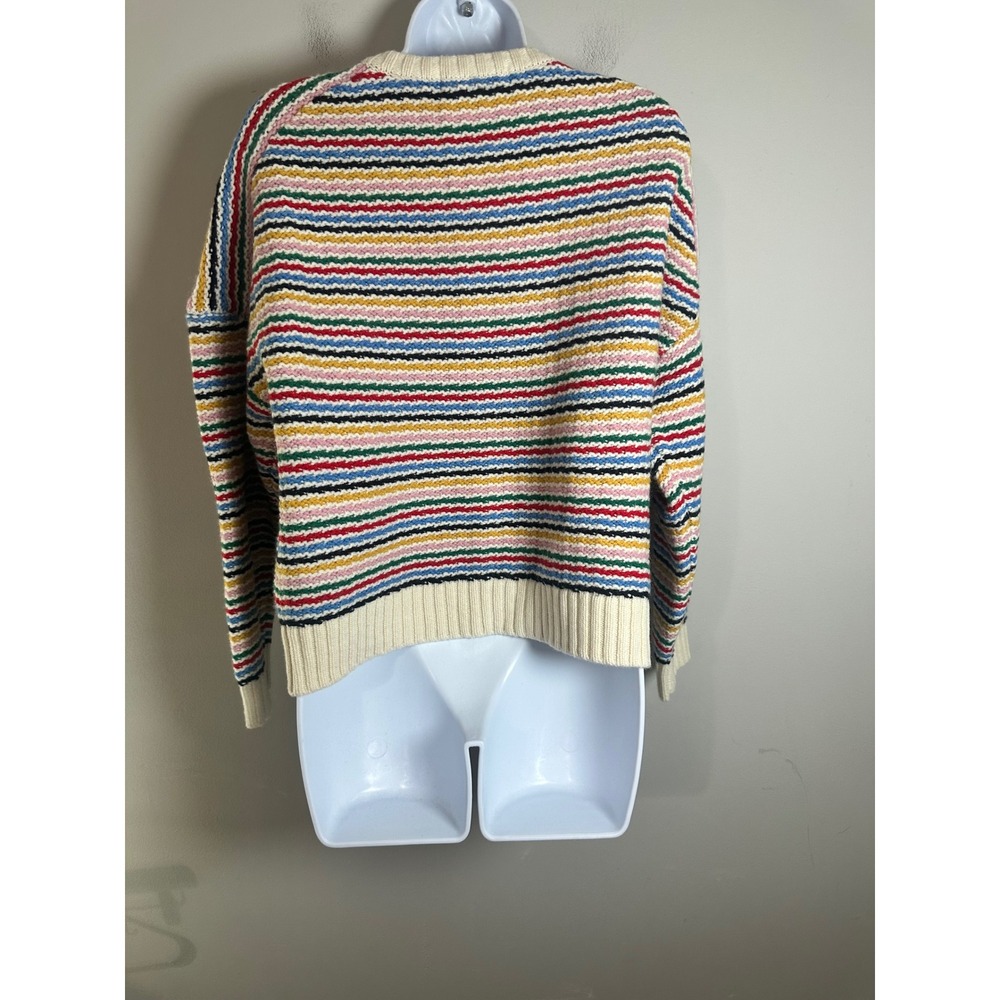 Boden Maya Zip Up Jacket Womens 10 Oversized Wool Blend Rainbow Stripe Sweater - Picture 7 of 10